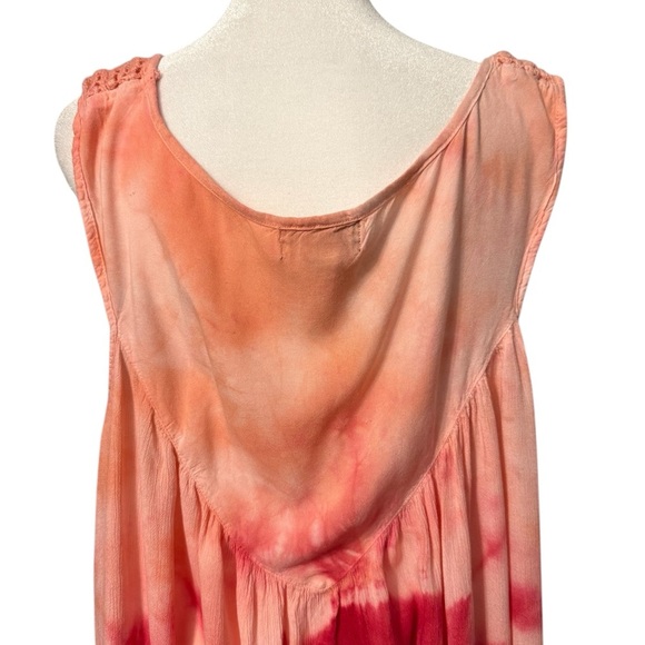 Studio West tie dyed sleeveless v neck flare top in pinks Size 2X EUC - Picture 7 of 9